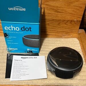 Amazon Echo Dot in Black with Blue Box